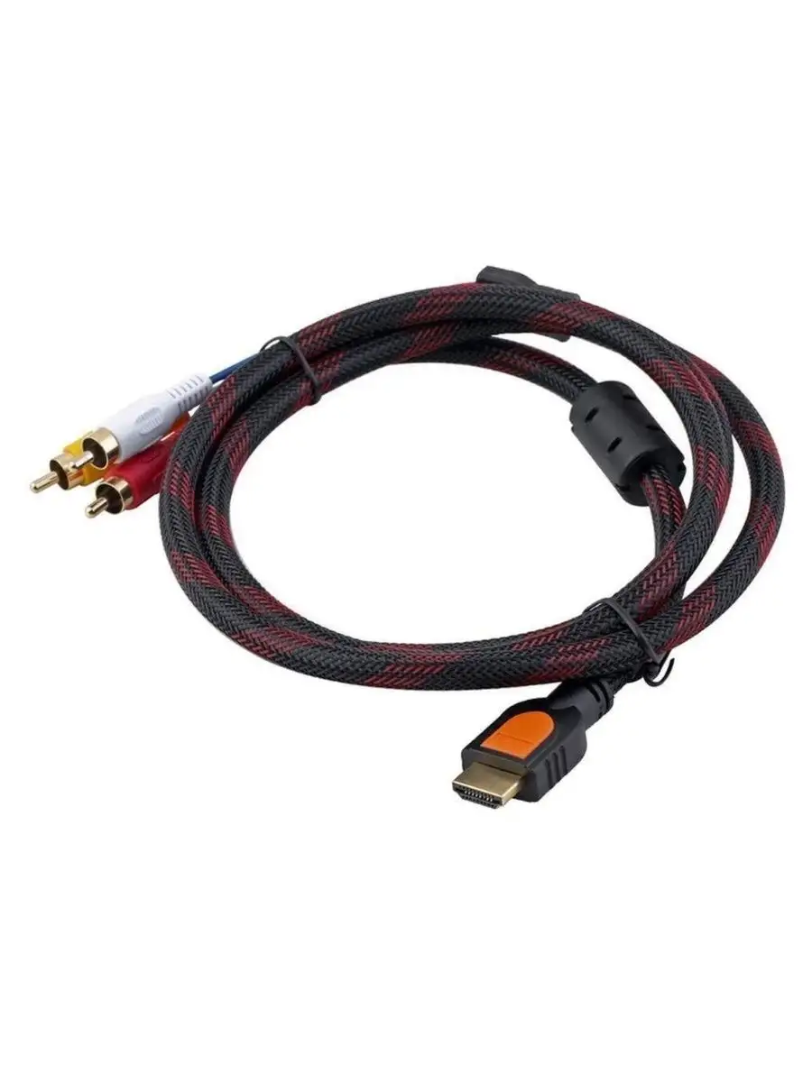 Кабель - переходник HDMI - 3x RCA (AV белый-красный-желтый), 1,5 метра