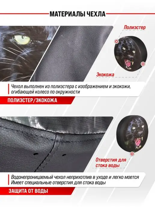 Автотовары-Даром Чехол на запасное колесо R15 Пантера, чехол запаски, вариант, фото 4