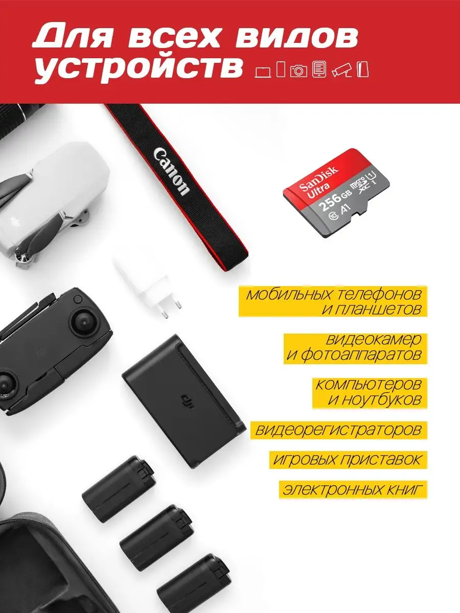 Карта памяти 256 гб, micro sd флешка для телефона Sandisk 158561957 купить  за 2 563 ? в интернет-магазине Wildberries