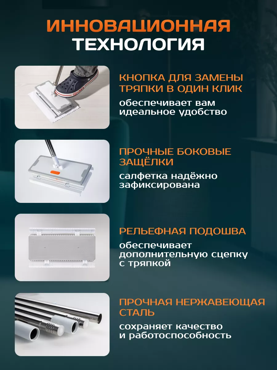 Швабра универсальная для быстрой уборки mops shop 158600775 купить в  интернет-магазине Wildberries