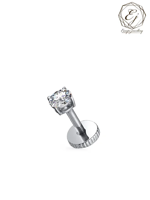 Europe Jewellery Пирсинг лабрет хеликс трагус септум в губу серебро 925, серебристый, фото 2