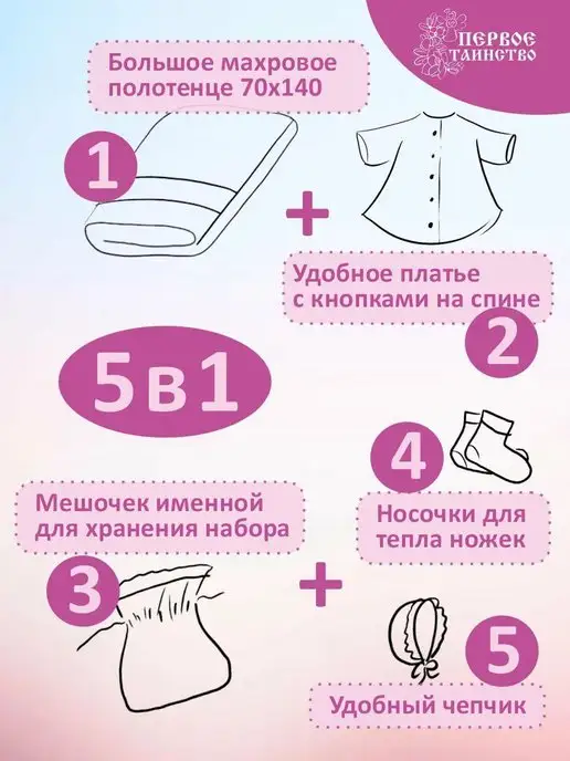 первое таинство Крестильный набор с полотенцем для Вероники, белый, фото 3