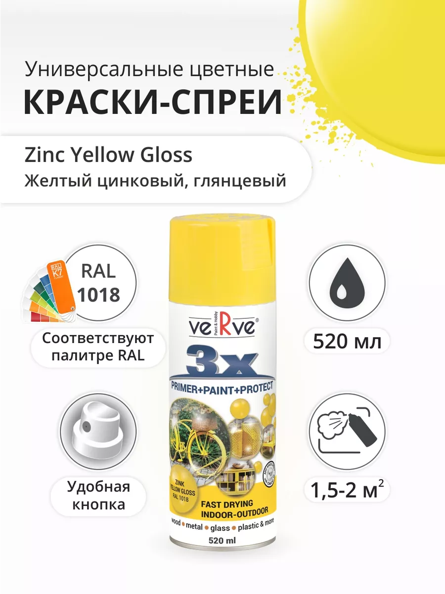 Аэрозольная краска, универсальная быстросохнущая RAL 1018