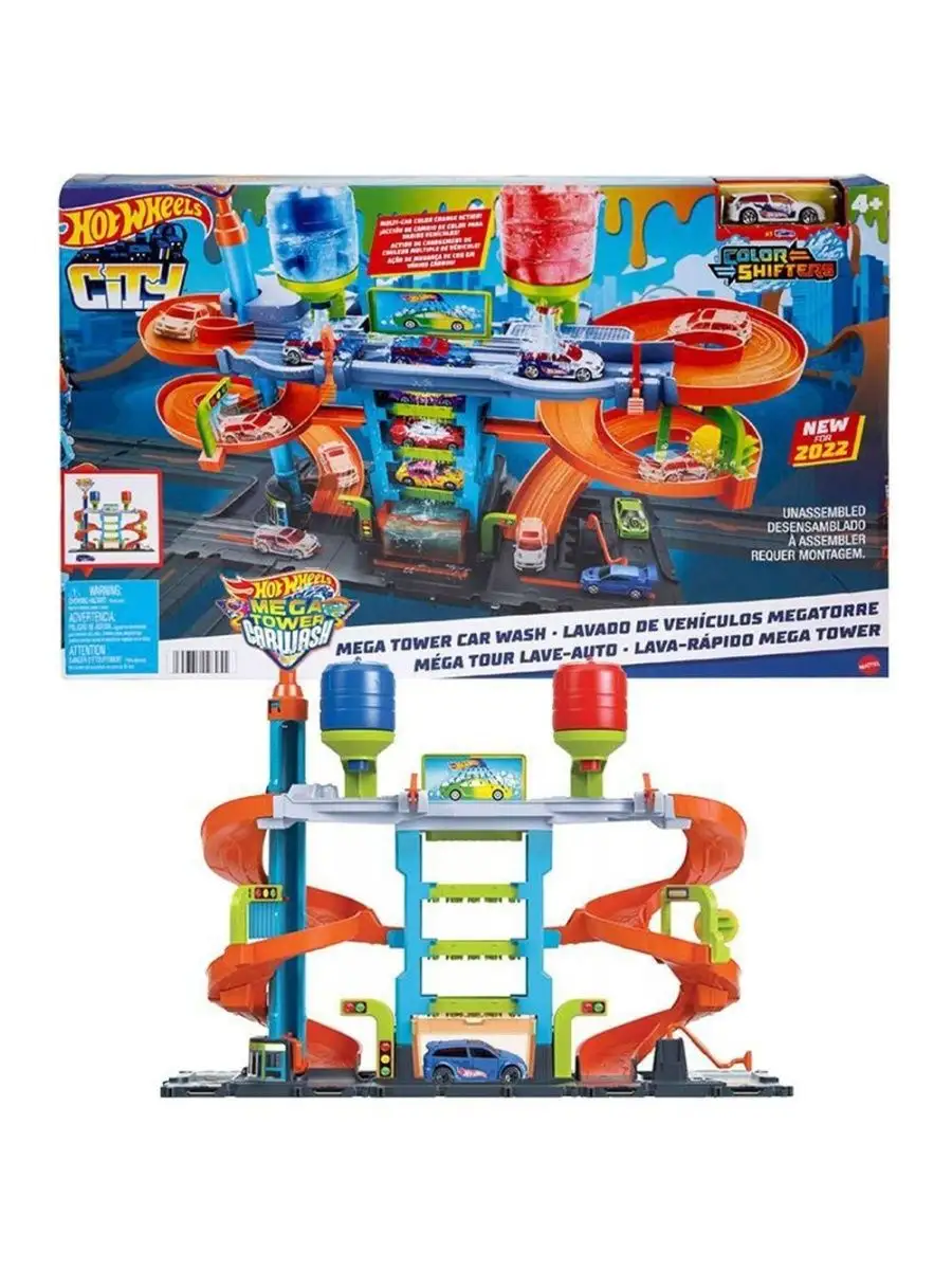 Игровой набор Автомойка Hot Wheels City Mega Tower, HDP05 Mattel 158719705  купить за 9 808 ₽ в интернет-магазине Wildberries