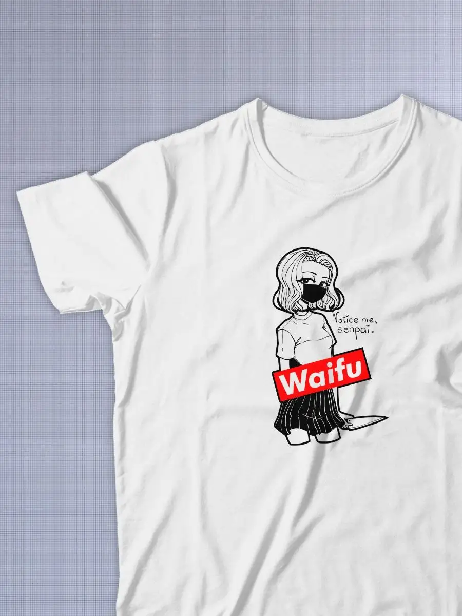 Белая футболка оверсайз принт Waifu notice me senpai вайфу Футболки Аниме  оверсайз Sharp&Shop 158734936 купить за 2 223 ₽ в интернет-магазине  Wildberries
