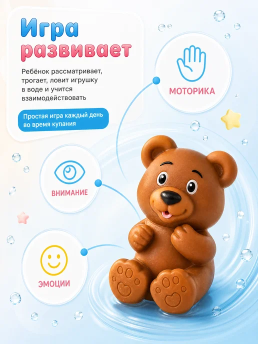Капитошка Игрушка в ванную для малышей резиновая брызгалка для купания, коричневый, фото 4