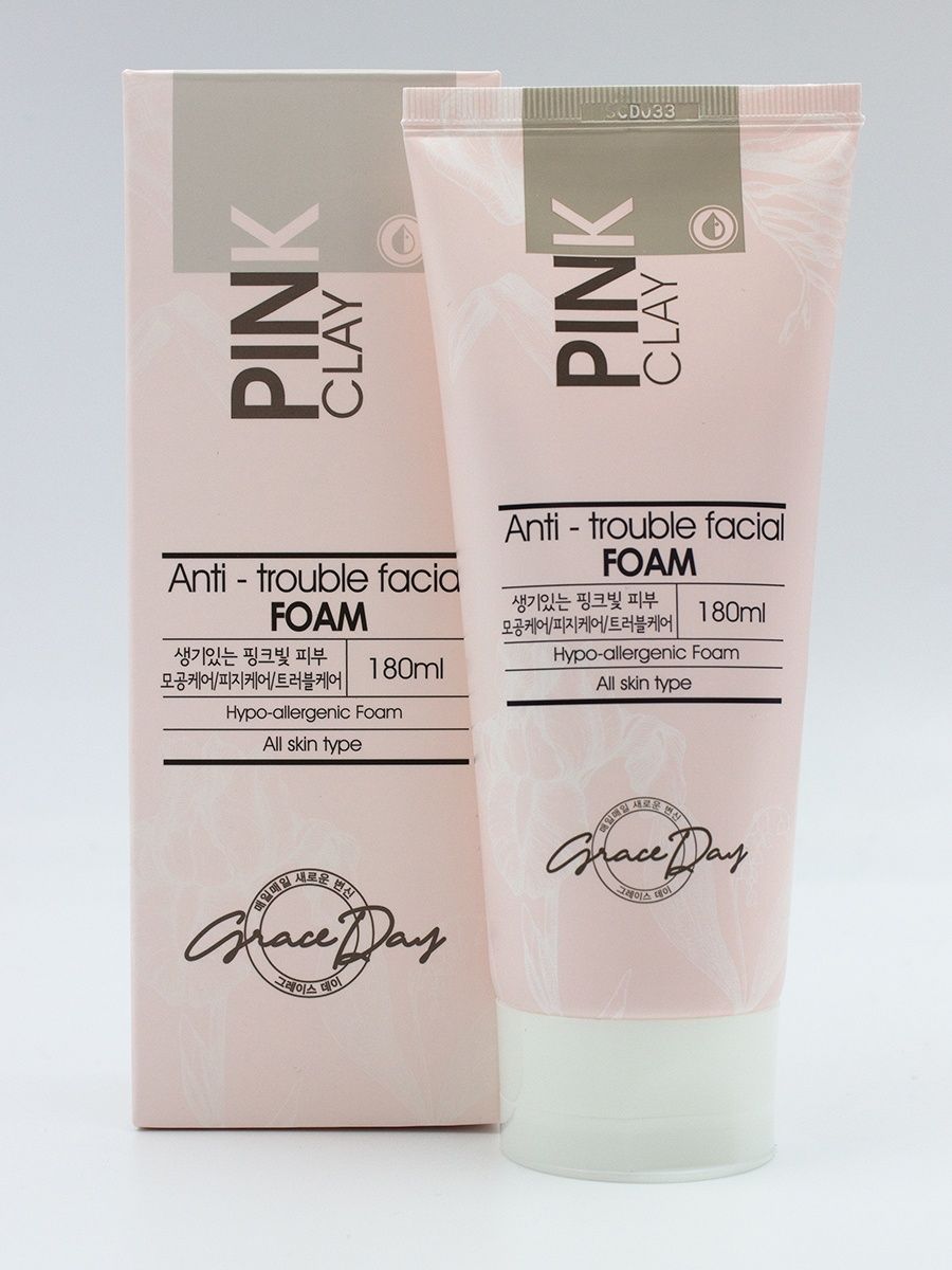 Пенка для умывания grace. Grace Day пенка для умывания с розовой глиной Pink Clay Anti-Trouble facial Foam, 180 ml. Grace Day White Clay Fresh facial Foam, 180ml. Пенка для лица facial Foam 180ml (Grace Day). Pink Clay Anti-Trouble facial Foam - с розовой глиной.