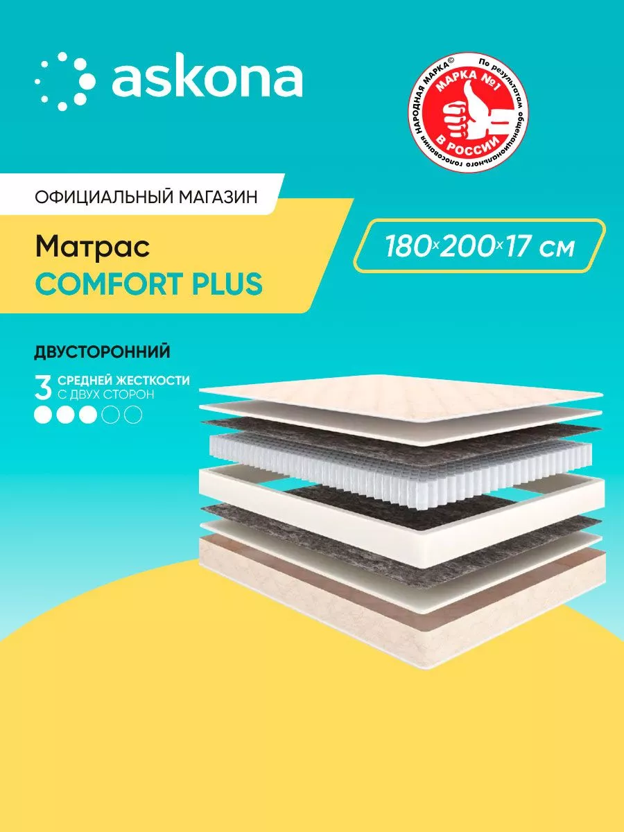 Аскона Матрас 200*180 COMFORT PLUS Askona 158846353 купить за 11 681 ₽ в  интернет-магазине Wildberries