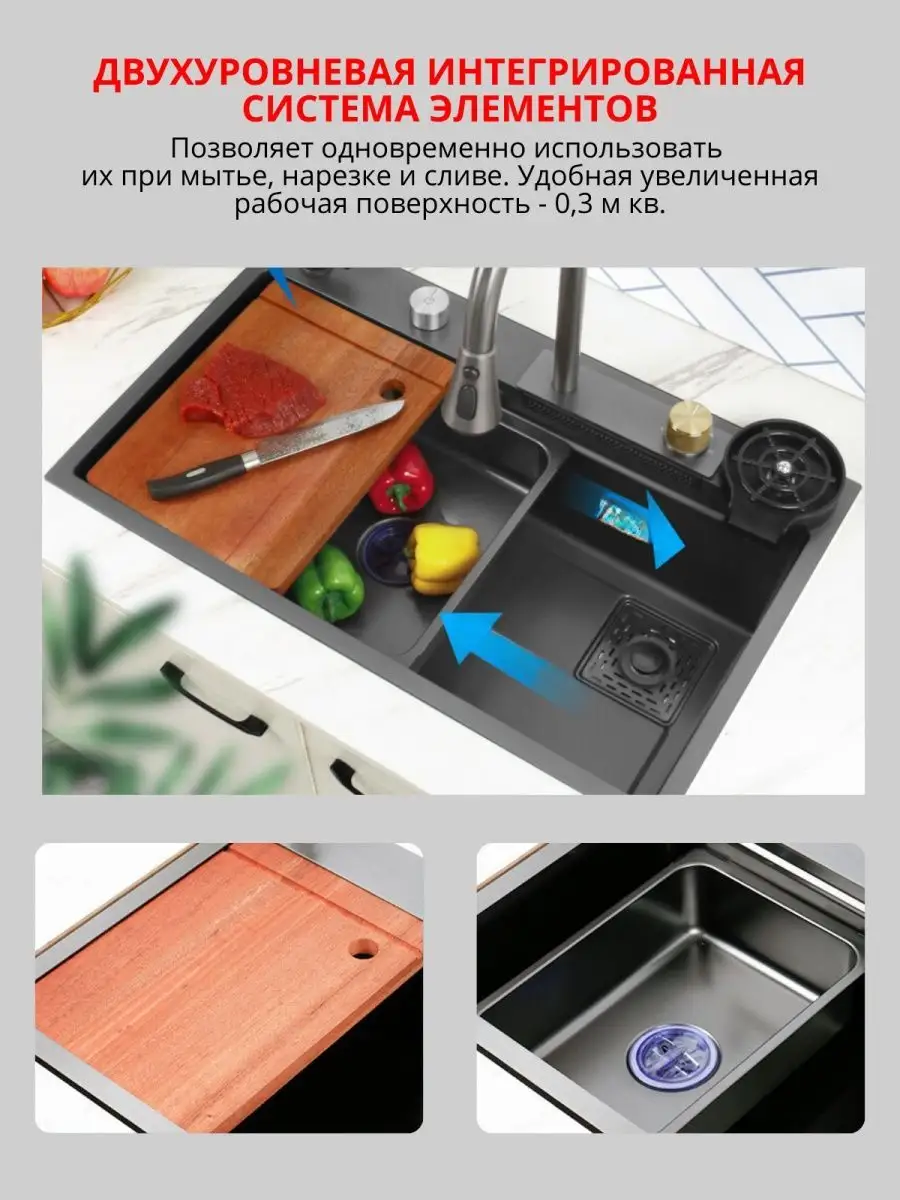 Многофункциональная нано мойка из нержавеющей стали Smart Kitchen&Home  158854393 купить в интернет-магазине Wildberries