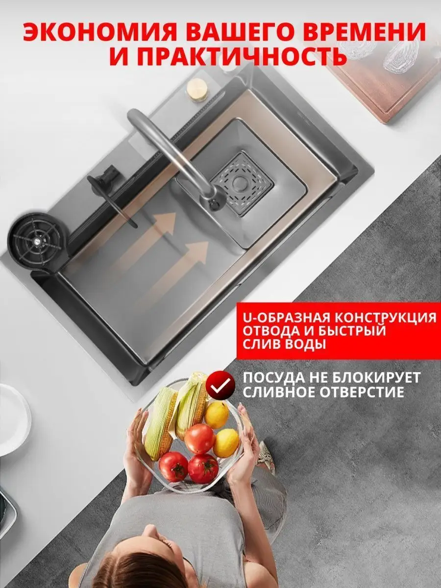 Многофункциональная нано мойка из нержавеющей стали Smart Kitchen&Home  158854394 купить в интернет-магазине Wildberries