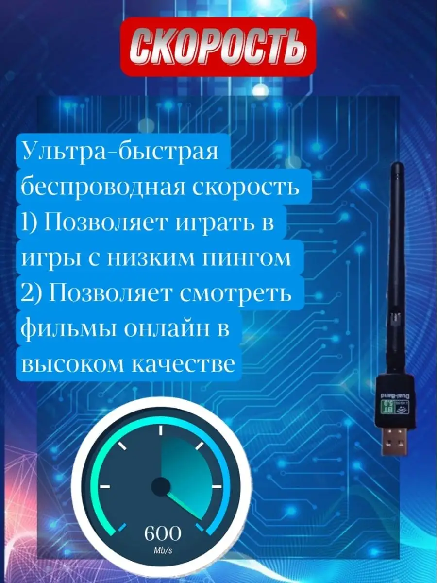 Двухдиапазонный usb wifi адаптер 5G 2.4G 600Mbps bluetooth NRSi 158895447  купить за 643 ₽ в интернет-магазине Wildberries