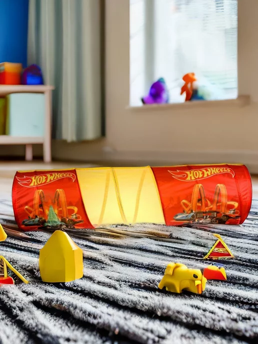 Тоннель детский игровой круглый 2 м с подставками (обручи, палки, кирпичики)