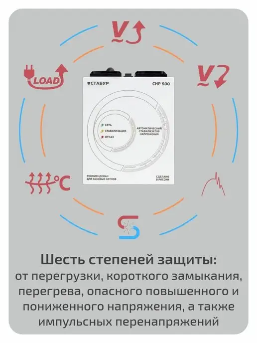 Стабур Стабилизатор напряжения однофазный для газового котла 500VA, вариант, фото 4