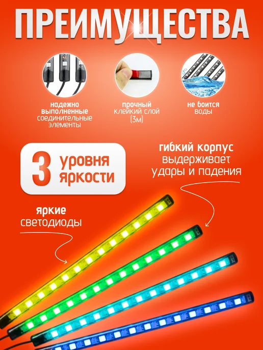 Recam Group Подсветка в машину светодиодная салона RGB, вариант, фото 2