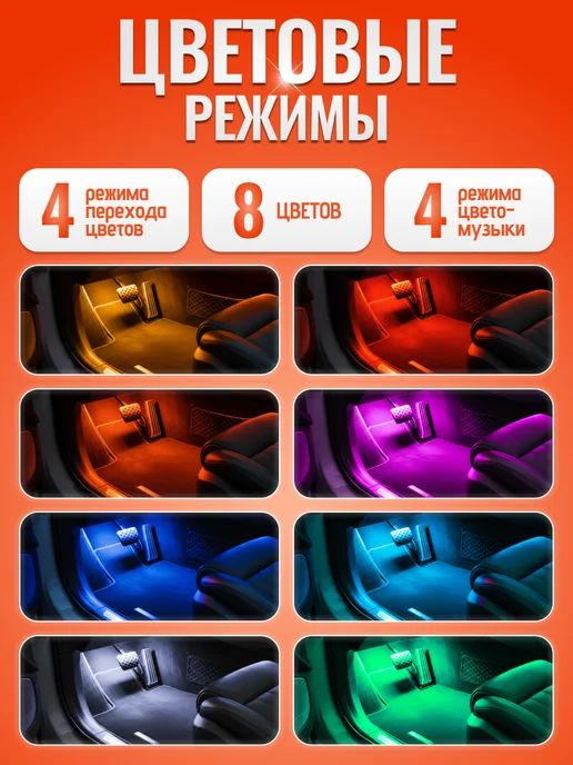 Recam Group Подсветка в машину светодиодная салона RGB, вариант, фото 3