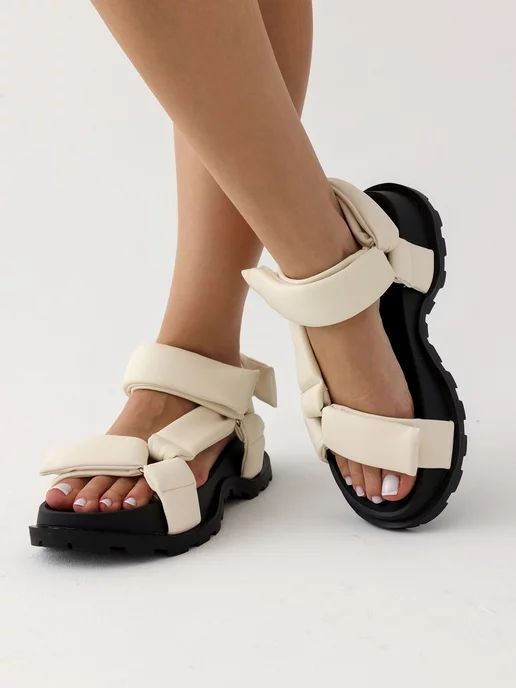 Beon Wear Босоножки летние на платформе сандалии спортивные, белый, фото 5
