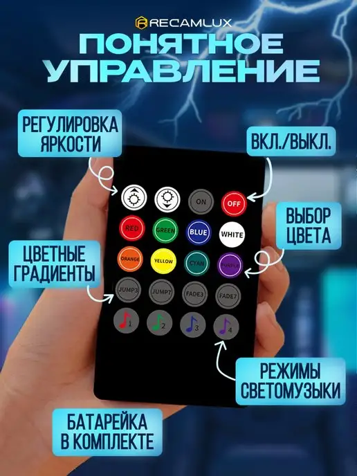 Recamlux Подсветка салона автомобиля светодиодная лента в авто RGB, вариант, фото 3