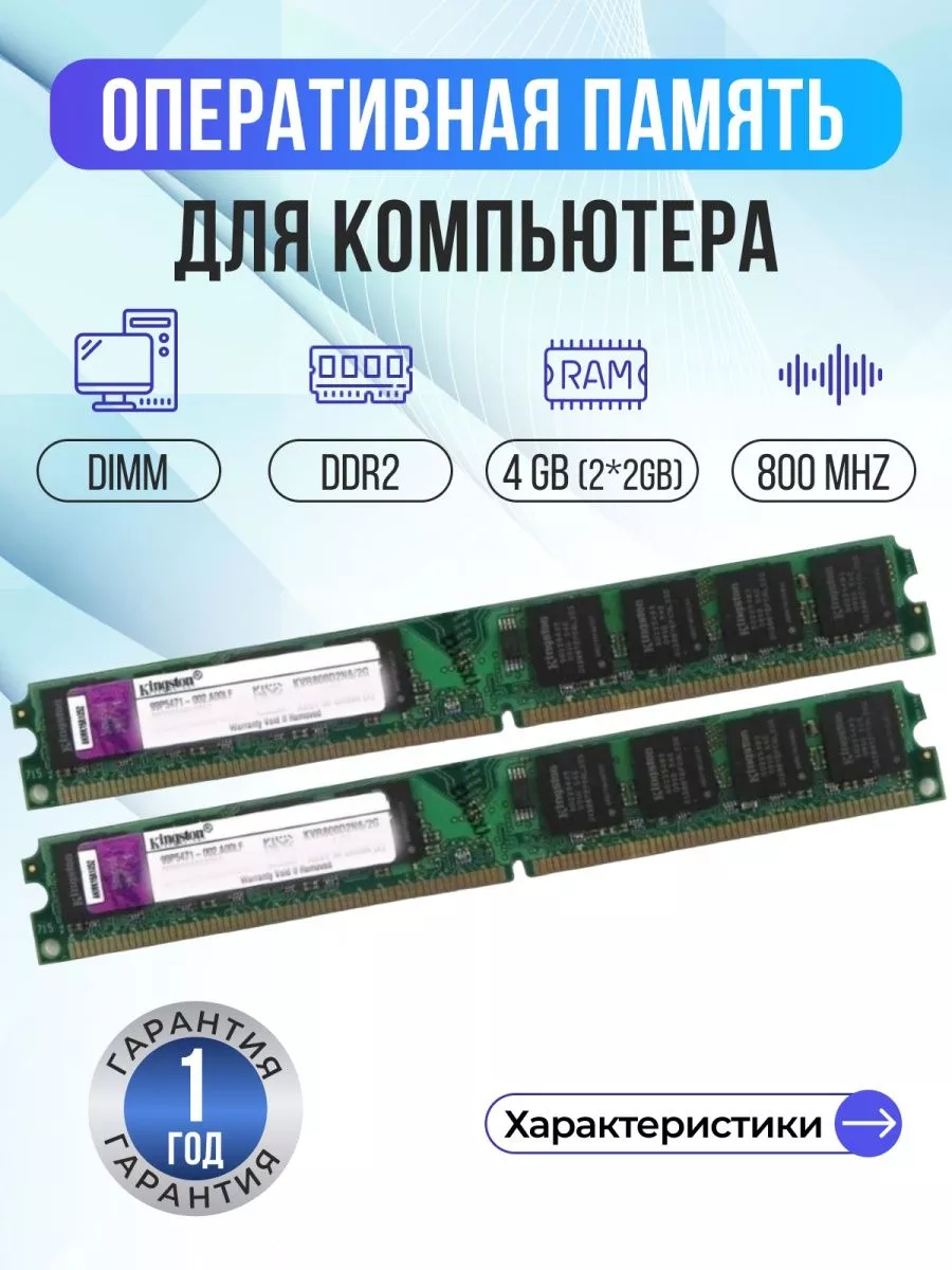 Kingston Оперативная память DDR2 DIMM 2*2GB