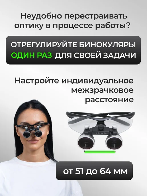 OEM Бинокулярные очки 3.5х c подсветкой для стоматолога ювелира, вариант, фото 3