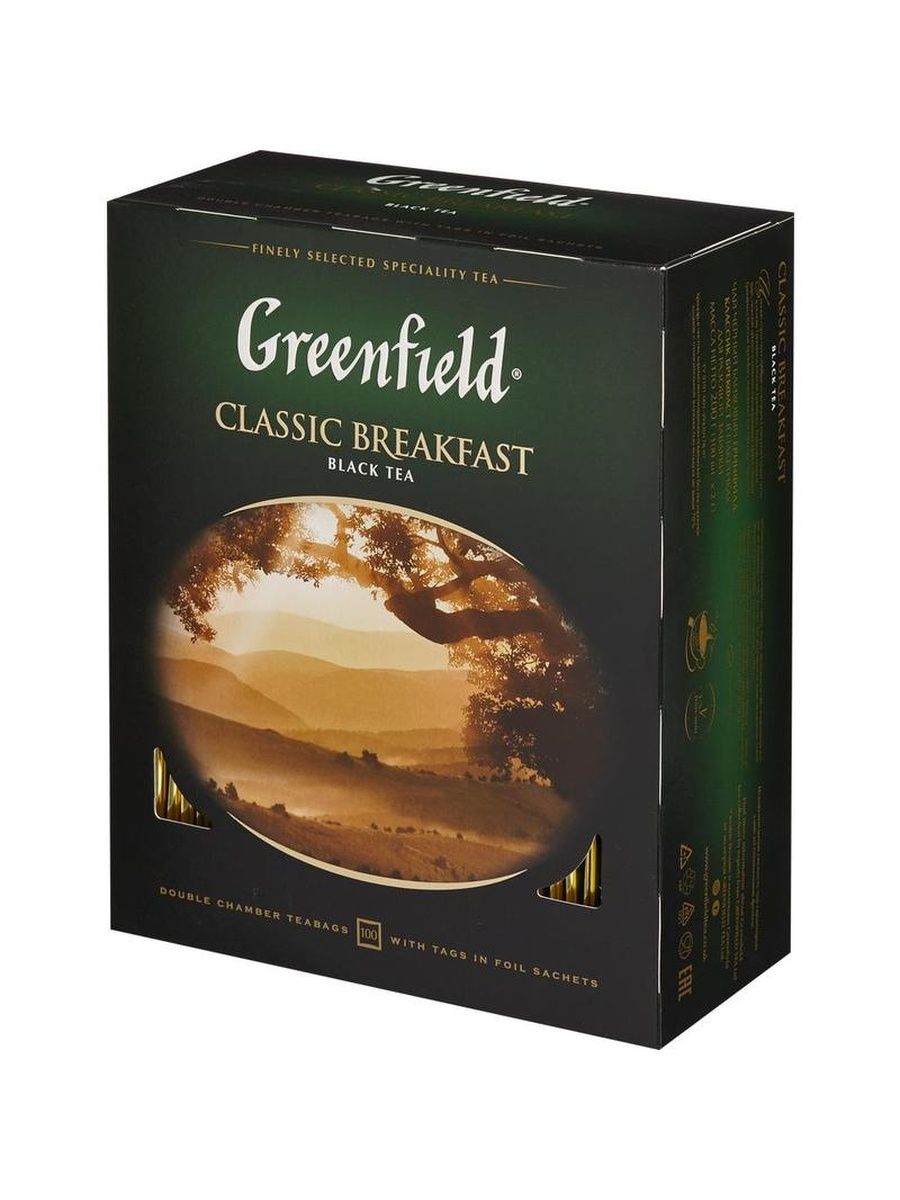 Чай classic breakfast. Чай Гринфилд Классик Брекфаст черный 100 пак. Classic Breakfast Гринфилд. Чай Гринфилд 100.