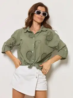 Рубашка летняя оверсайз пляжная с вышивкой BLU ROZA 159446271 купить за 3 169 ₽ в интернет-магазине Wildberries