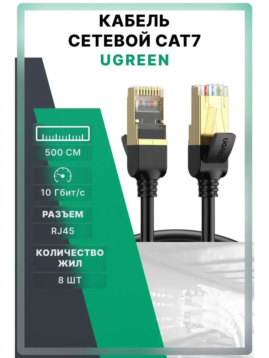 Интернет кабель сетевой LAN Cat 7 Ethernet 5 метров Ugreen 159483128 купить  за 486 ₽ в интернет-магазине Wildberries