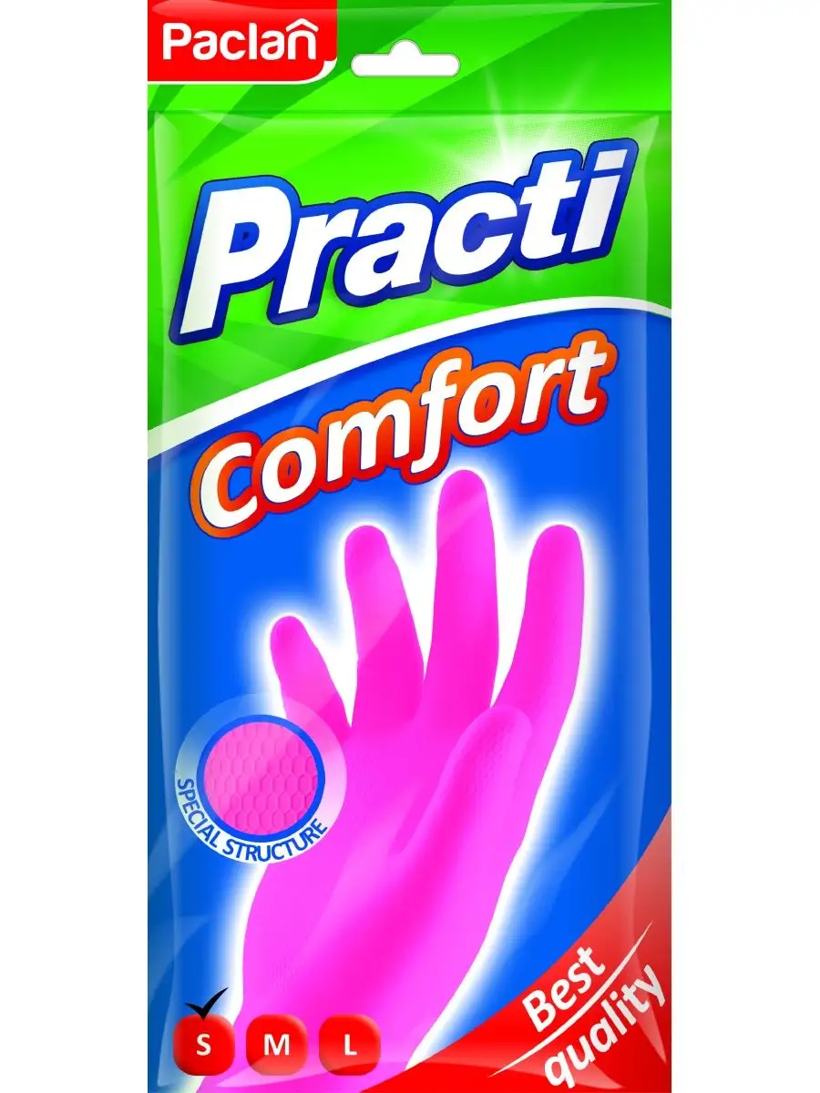 Перчатки резиновые Comfort (S) розовые, 1 пара Paclan 159507010 купить за 129 ₽ в интернет-магазине Wildberries