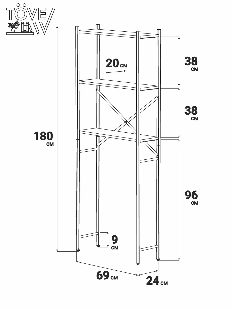 Стеллаж над стиральной машинкой в ванную ToveW 159590588 купить за 3 048 ₽  в интернет-магазине Wildberries