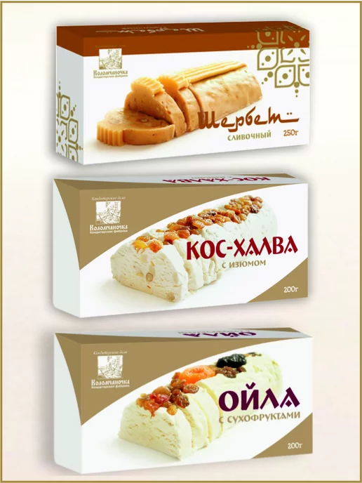 коломчаночка Набор восточных сладостей Щербет, ойла и кос халва, 650г, 650 г
