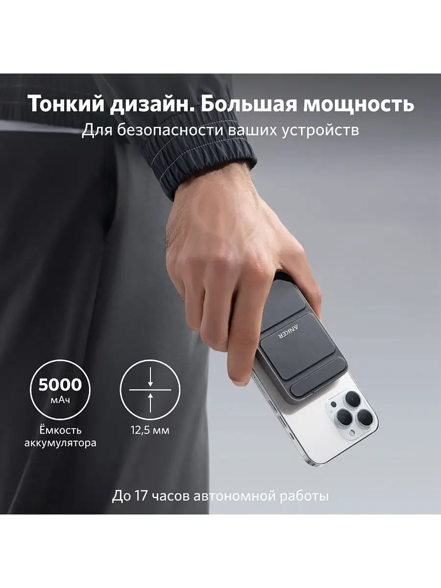 Внешний аккумулятор Powercore Mag-Go 5000 мАч (A1611) ANKER 159627912  купить за 4 619 ₽ в интернет-магазине Wildberries