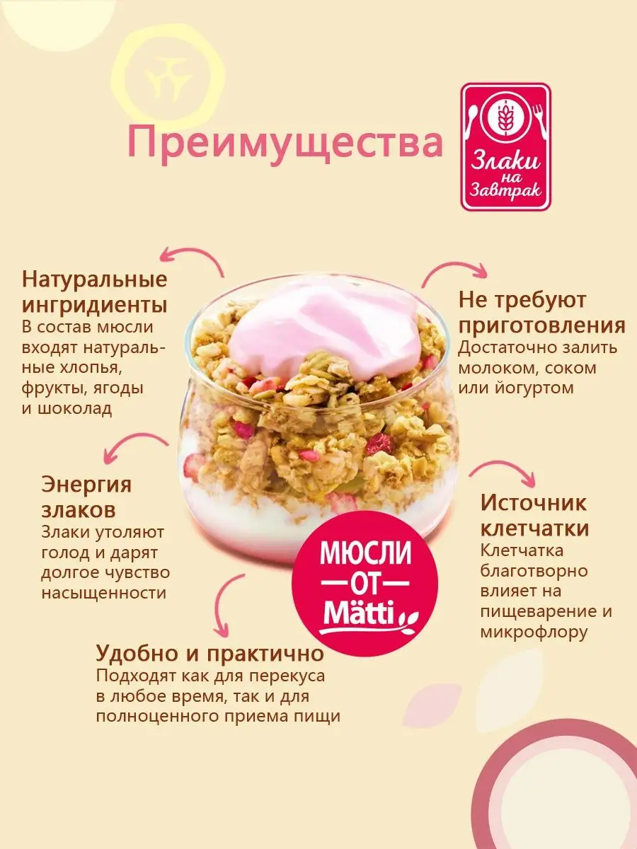 Мюсли-кранчи Злаки на завтрак Банан и шоколад 250г х 14 шт MATTI 159638899  купить за 1 340 ₽ в интернет-магазине Wildberries