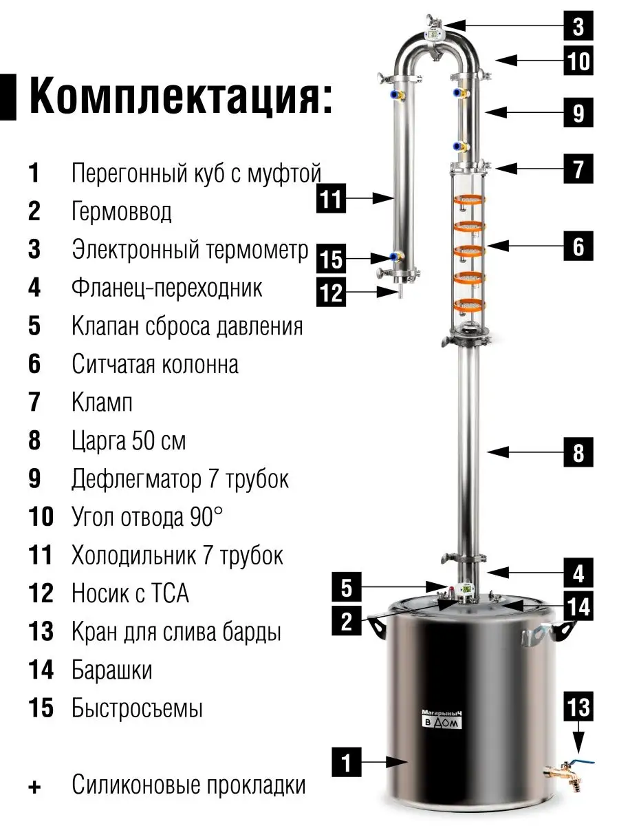 Самогонный аппарат колонна Чарка, 40 литров Магарыныч 159685886 купить за  27 482 ₽ в интернет-магазине Wildberries