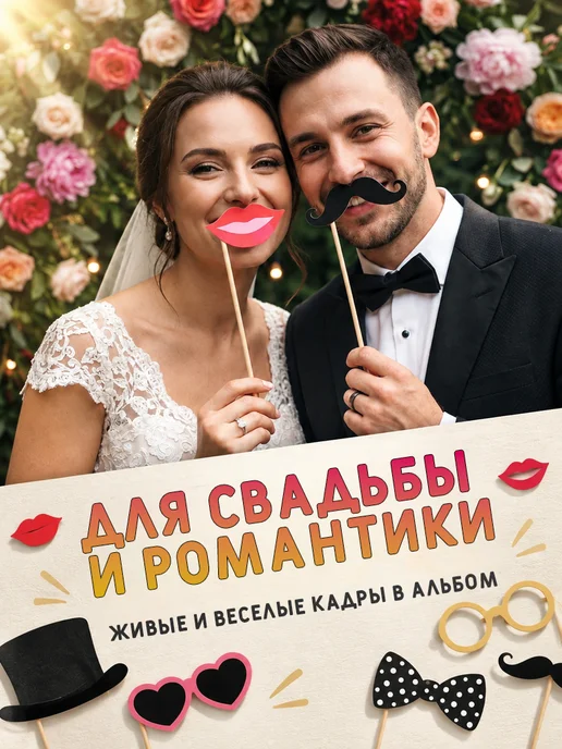 ChertiChe Набор для фотосессии, вечеринки и свадьбы 58 предметов, вариант, фото 5
