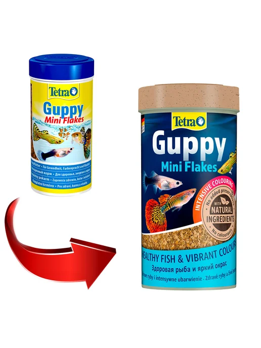 TETRA Корм рыбок аквариумных гуппи хлопья Guppy Mini Flakes 100 мл, 250 мл, фото 2