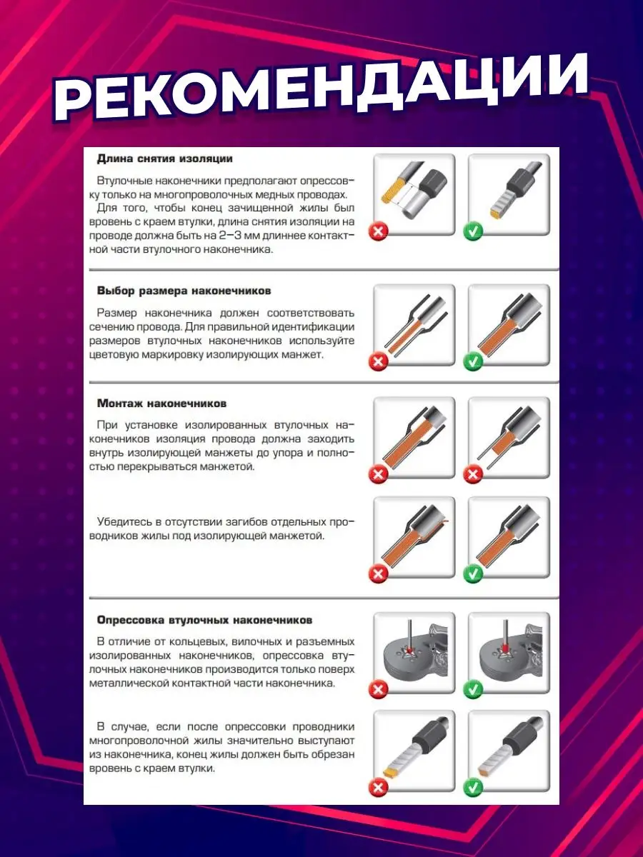 НШВИ 0.25 0,75 1 мм2 наконечники втулочные для проводов 500 EKF. 159716788  купить за 671 ₽ в интернет-магазине Wildberries