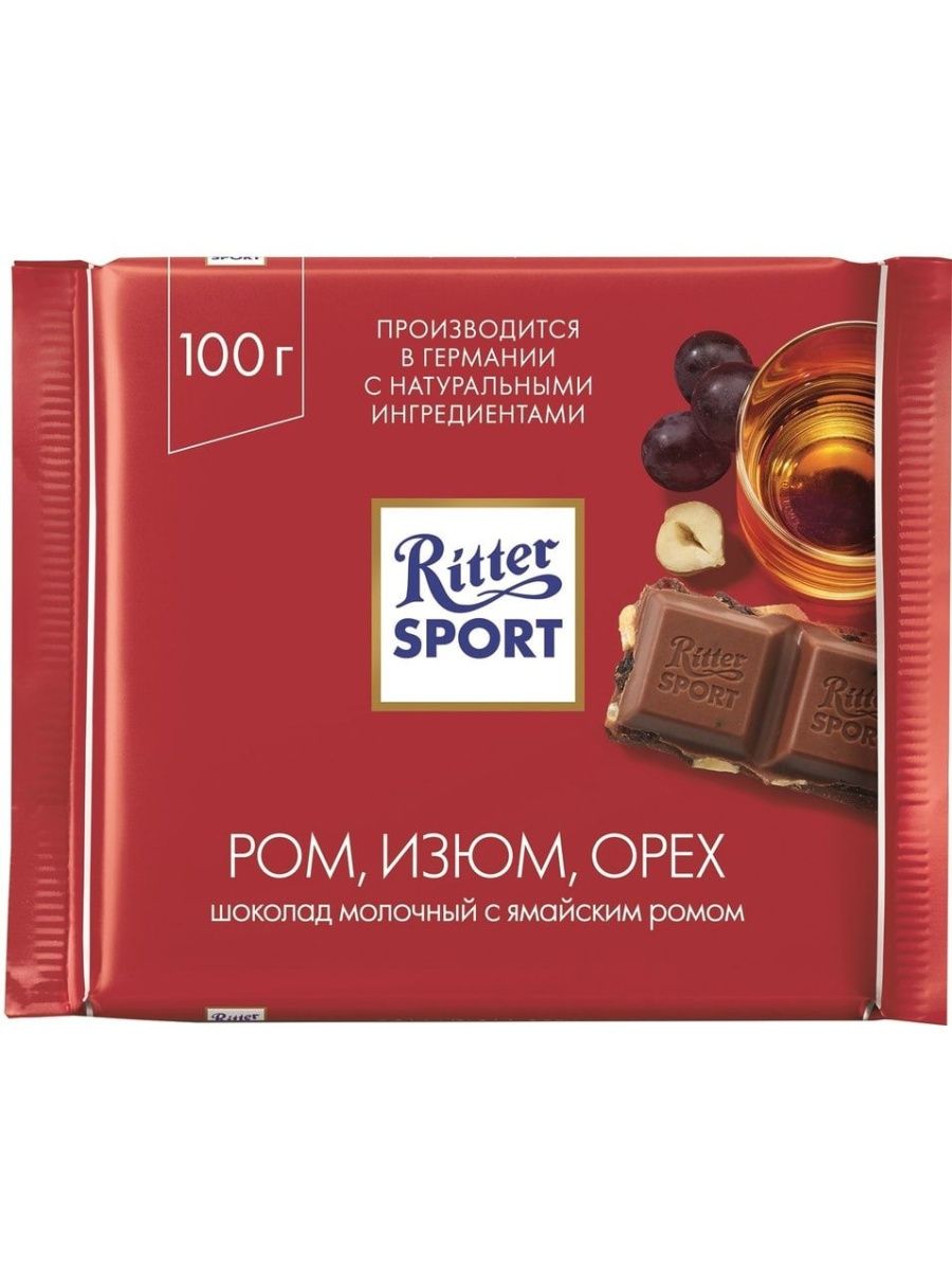 Ritter Sport ШОК молочный с Ром Изюм орех 100г фл п