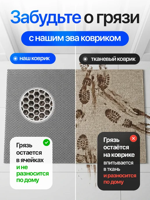 DuffCar ЭВА коврик в прихожую придверный большой 80х60, 80x60, фото 2