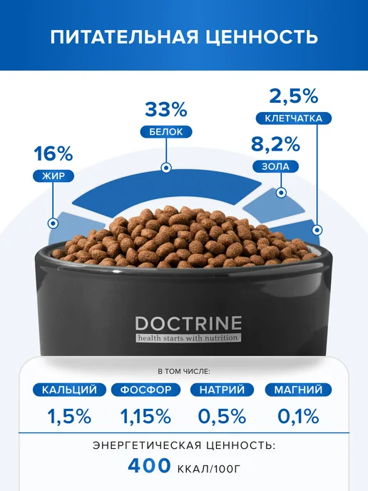 Сухой корм DOCTRINE health starts with nutrition Кошек Белая для собак, лосось, рыба, 10 кг, фото 4