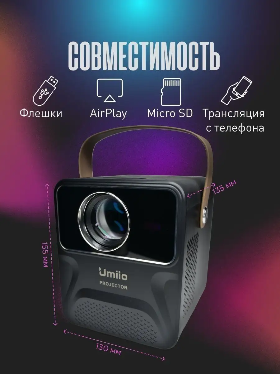 Проектор мини домашний кинотеатр для фильмов с телефона Umiio 159766525  купить в интернет-магазине Wildberries