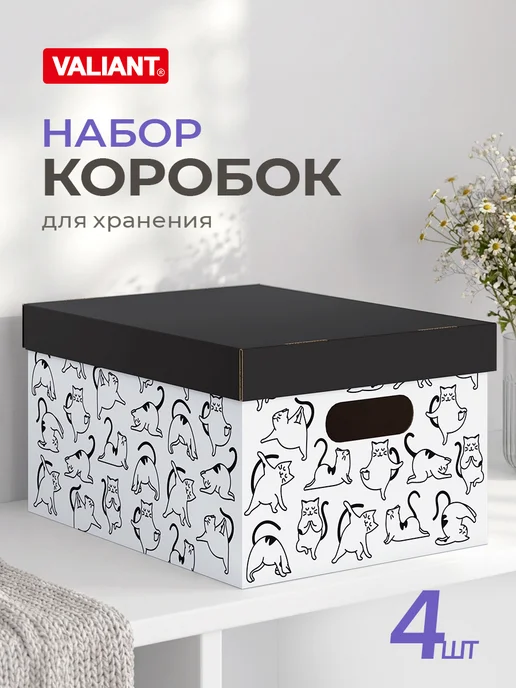 VALIANT Коробки для хранения вещей с крышкой картонные, вариант