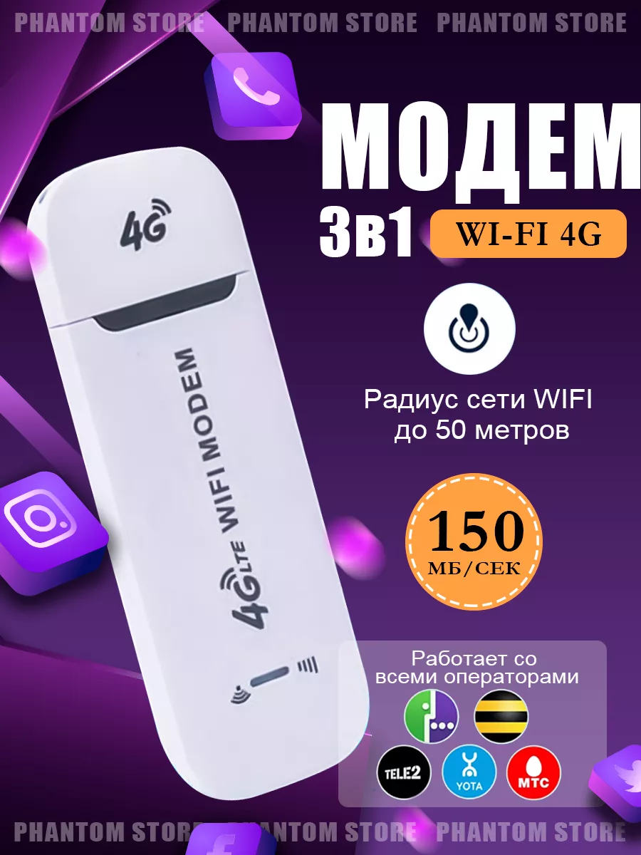 Модем с раздача Wifi 4G LTE 3 В 1 + смена imei CPE 159845317 купить за 642  ₽ в интернет-магазине Wildberries