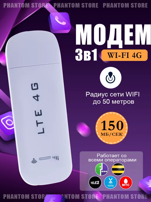 CPE Модем с раздача Wifi 4G LTE 3 В 1 + смена imei