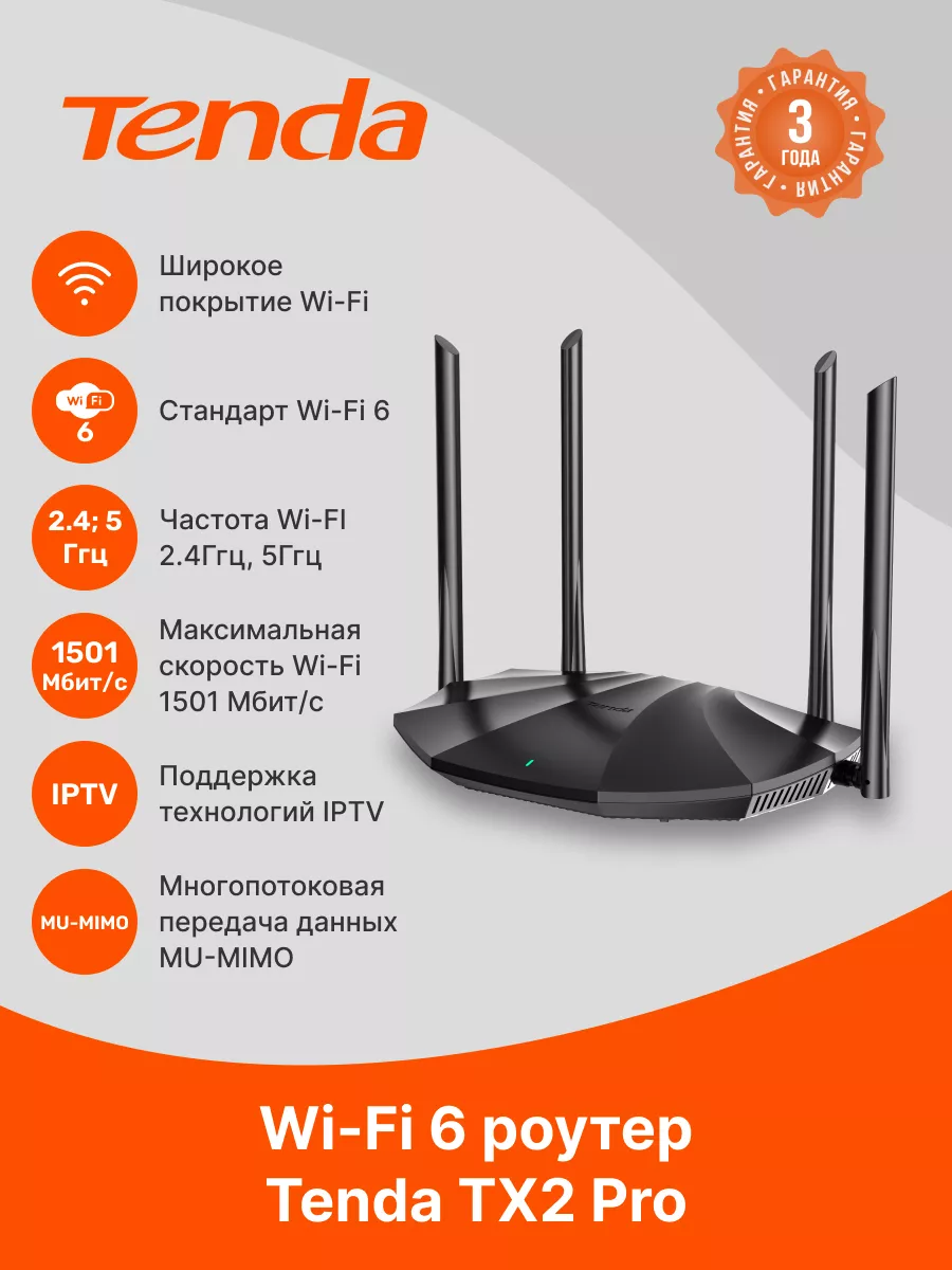 Беспроводной роутер TX2PRO, черный