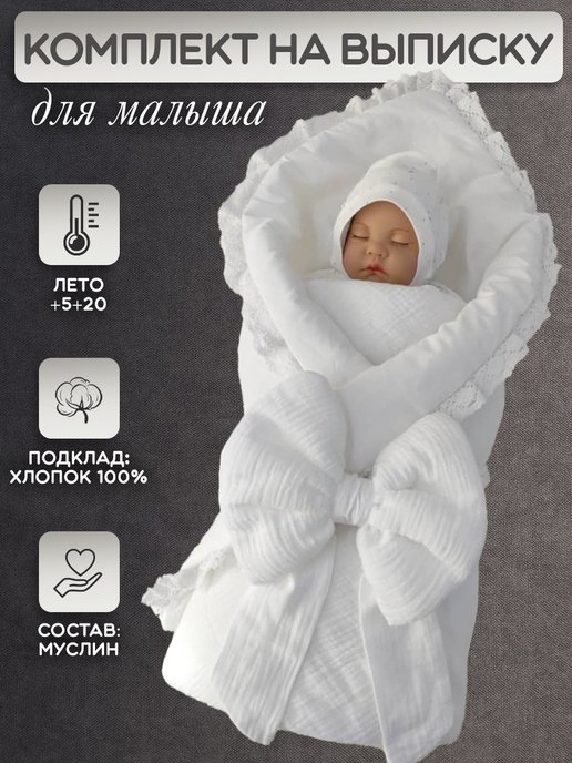 Купить красивые детские конверты на выписку из роддома для новорожденных Luxury Baby