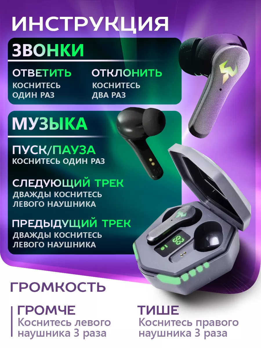 Наушники беспроводные игровые + напальчники для PUBG Aura Accessory  159990414 купить за 767 ₽ в интернет-магазине Wildberries