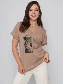 Футболка трикотажная свободная Fashion Margo 160025190 купить за 526 ₽ в интернет-магазине Wildberries