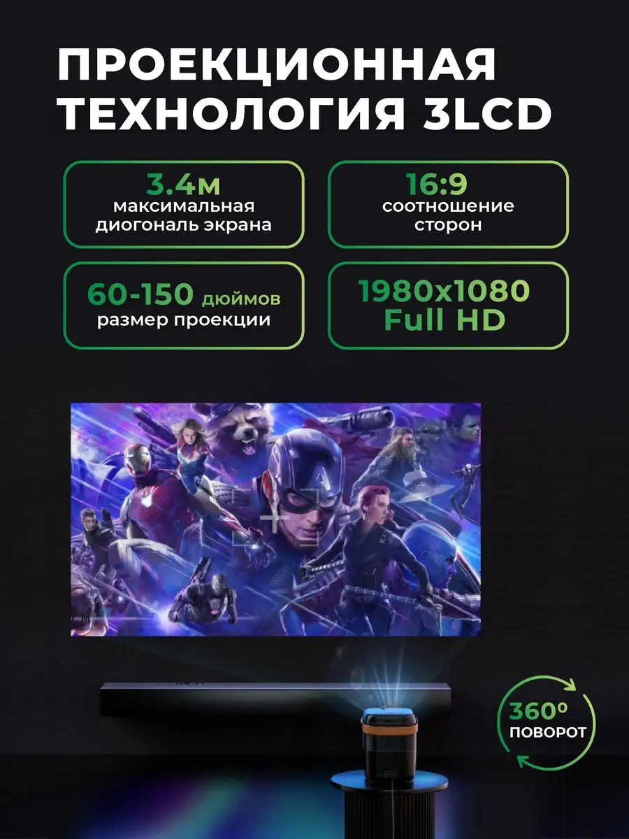 Мини-проектор Umiio Pro для дома со Smart TV Umiio 160178421 купить в  интернет-магазине Wildberries